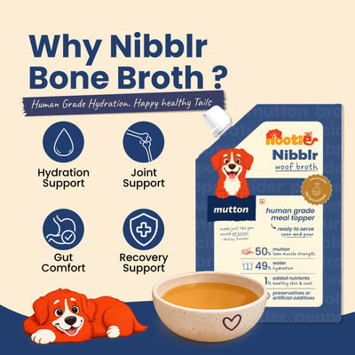 Nibblr Woof Broth - Hydrating Meal Topper for Dogs (100 ml) | Mutton Bone Broth