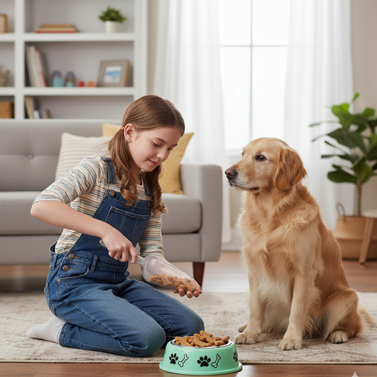 Nootie Paw & Bone Printed Medium Size Steel Food Bowl for Dogs & Cats - Green Color