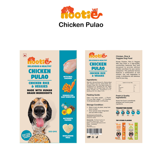 Nootie Chicken Pulao for Dogs – Human-Grade, Balanced Meal with Real Chicken, Rice & Veggies (300g)