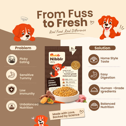 Nibblr Balance Bowl for Dogs (100g) | Chicken, Sweet Potato & Rice