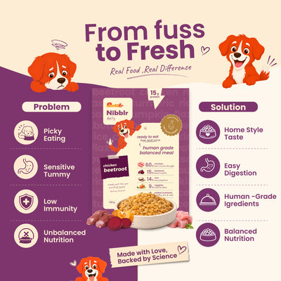 Nibblr Daily Power Feast for Dogs (300g) | Chicken Liver, Beatroot and Rice