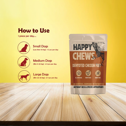 Nootie Happy Chews – Dehydrated Chicken Feet Dog Treats (80g) | Natural, Protein-Rich Chew for Joint & Dental Health
