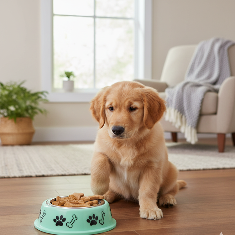 Nootie Paw & Bone Printed Medium Size Steel Food Bowl for Dogs & Cats - Green Color
