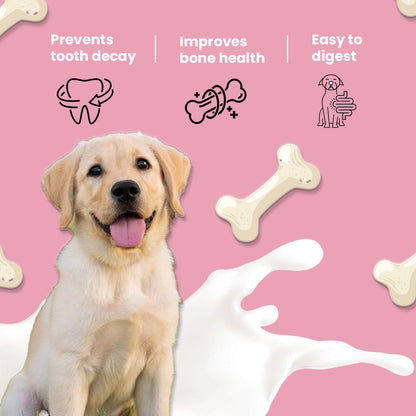 Nootie Nom Nom Calcium Milk Bone – Strawberry Flavour (220g) | Calcium-Rich, Fiber & Collagen Treat for Strong Bones & Teeth