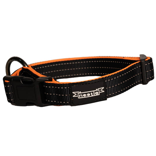 Nootie Plush Padded Collar Black Color with Orange Detailing