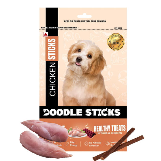 Doodle Sticks Suitable for All Breads Healthy Treats with Real Chicken Stick 70 Gm