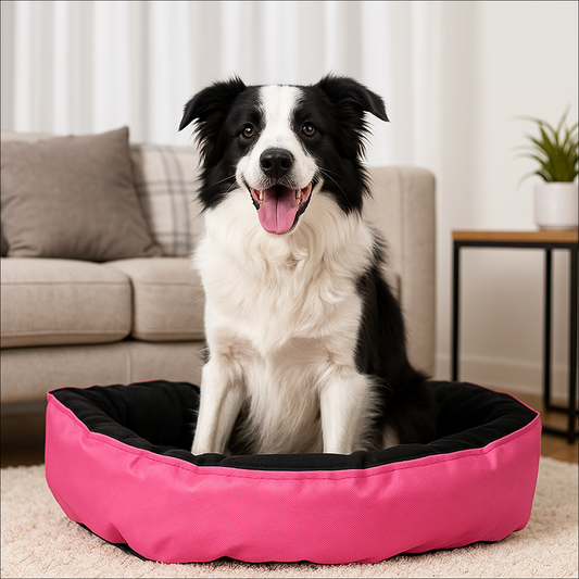 Nootie Sofa Basket Dog & Cat Bed – Small Rectangle Bed (22" x 17" x 6") with Velvet Interior, Mat Exterior, Hollow Fiber Fill | Hand & Machine Washable | Color: Pink