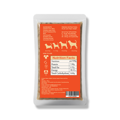 Nibblr Chicken Sweet Potato & Rice Dog Food  – 300g | Human-Grade, Freshly Cooked, Balanced Nutrition