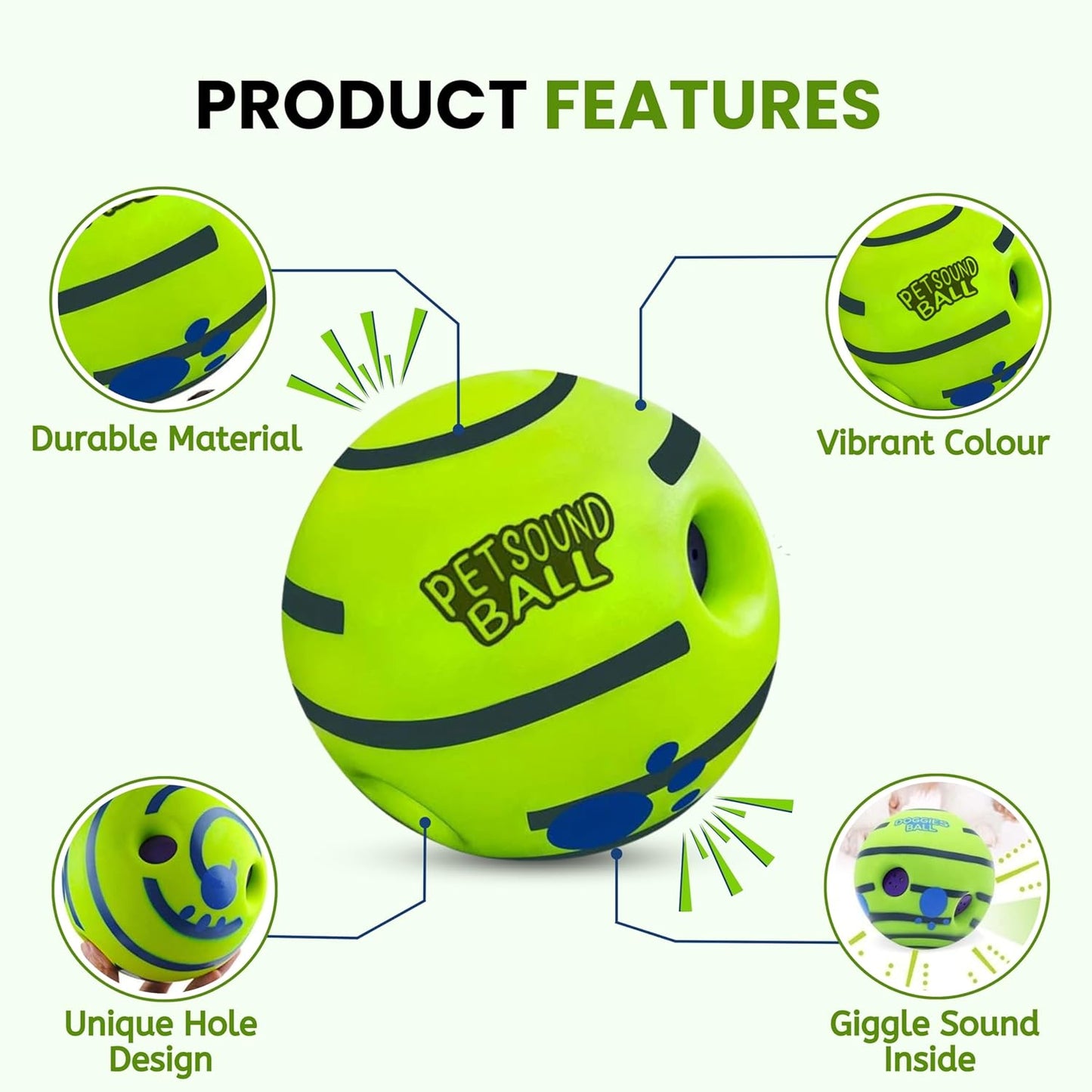 Nootie 5.5-Inch Interactive Giggle Ball Dog Toy | Squeaky Chew Ball for Medium & Large Dogs