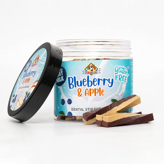 Nootie Gluten Free Dental Stix for Dogs,Treats for All Life Stages Made with Goat Milk - Blueberry & Apple Flavour 220 Gm Box