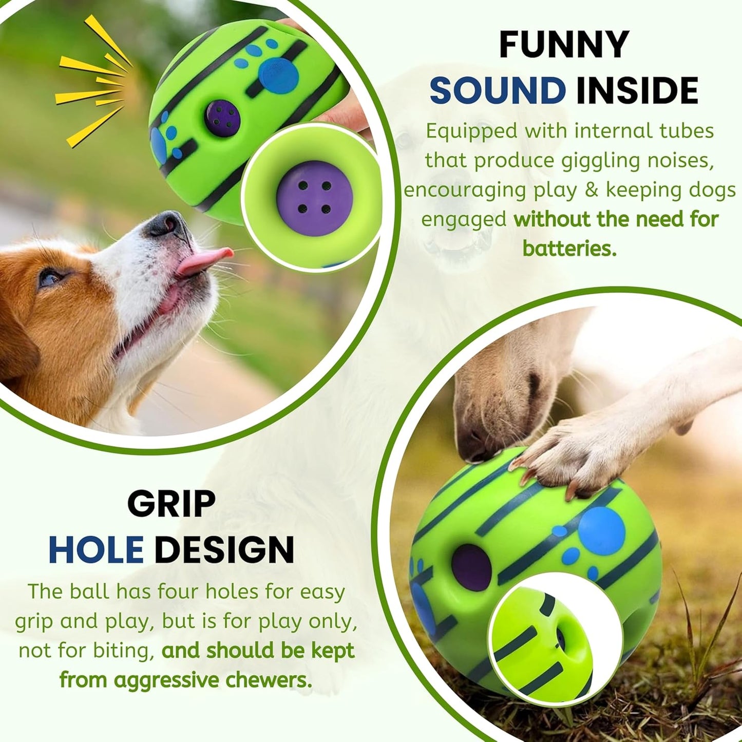 Nootie 5.5-Inch Interactive Giggle Ball Dog Toy | Squeaky Chew Ball for Medium & Large Dogs