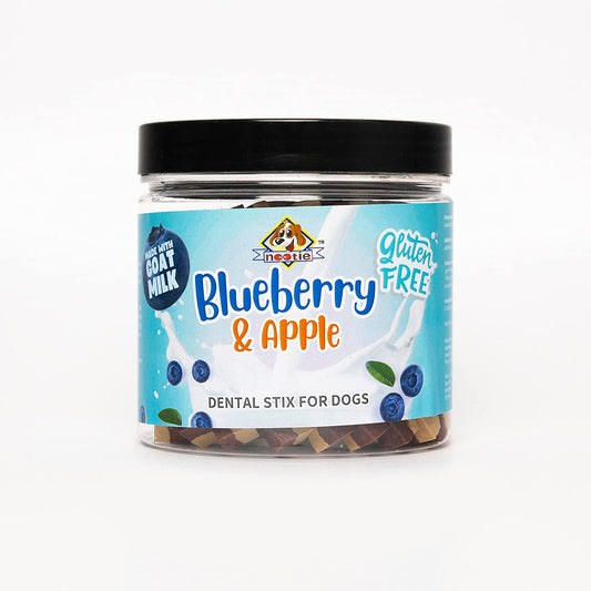 Nootie Gluten Free Dental Stix for Dogs,Treats for All Life Stages Made with Goat Milk - Blueberry & Apple Flavour 220 Gm Box