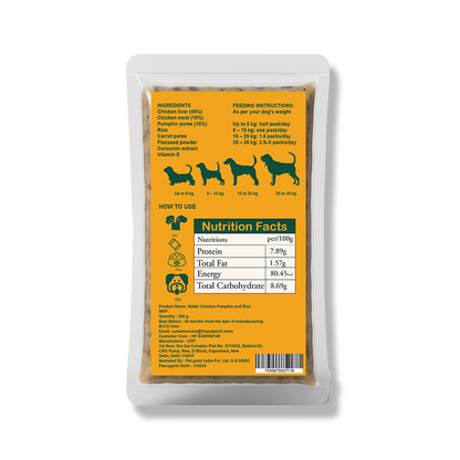 Nibblr Chicken Liver and Pumpkin Dog Food – 300g | Human-Grade, Freshly Cooked, Balanced Nutrition