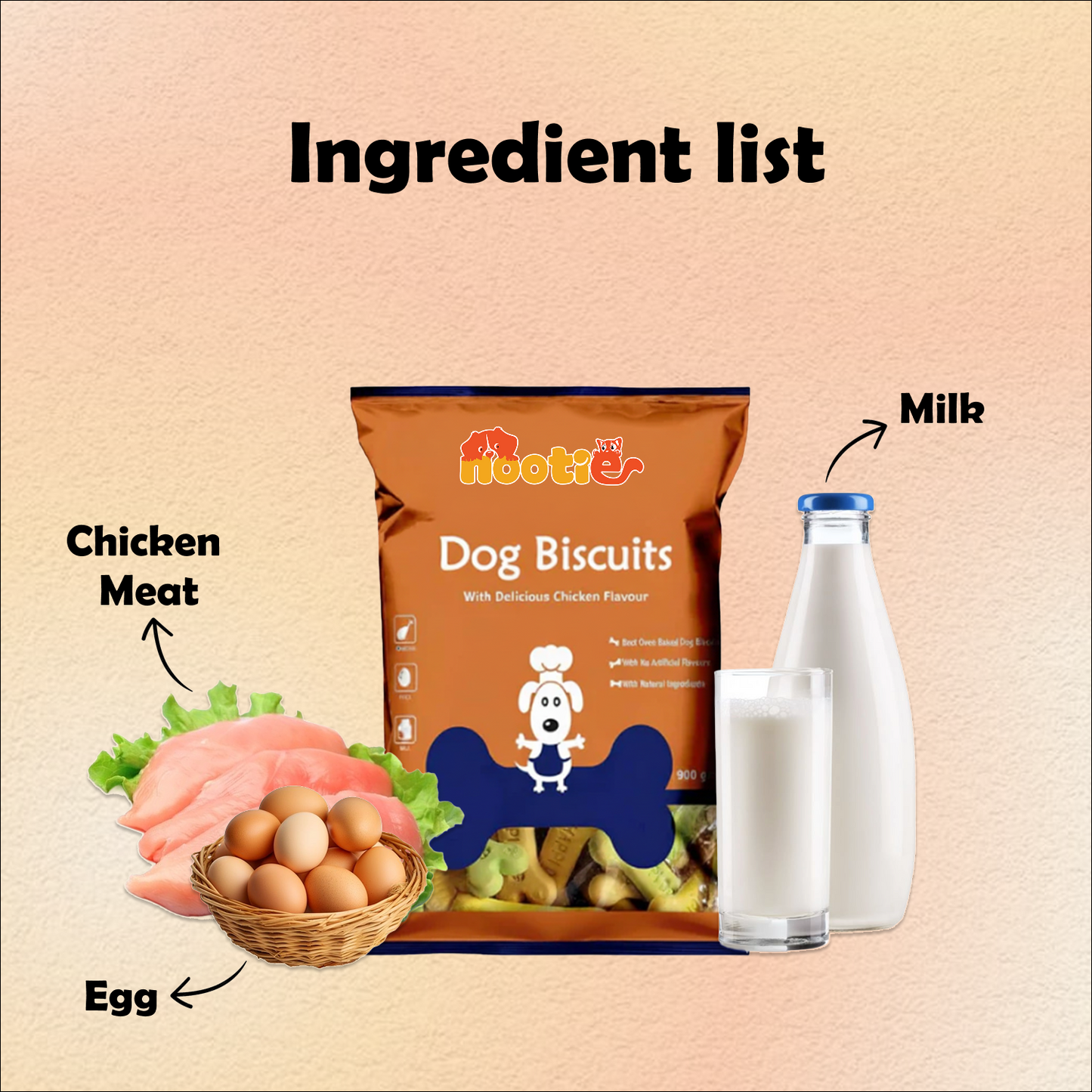Nootie Chicken Biscuits for Adult Dogs – Assorted Flavours (900 g) | High-Protein, Crunchy & Nutrient-Rich Treats
