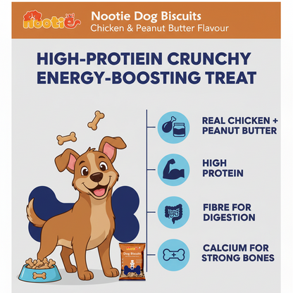 Nootie Chicken Biscuits with Peanut Butter Flavour for Adult Dogs (900g) | High-Protein, Crunchy & Energy-Rich Treats