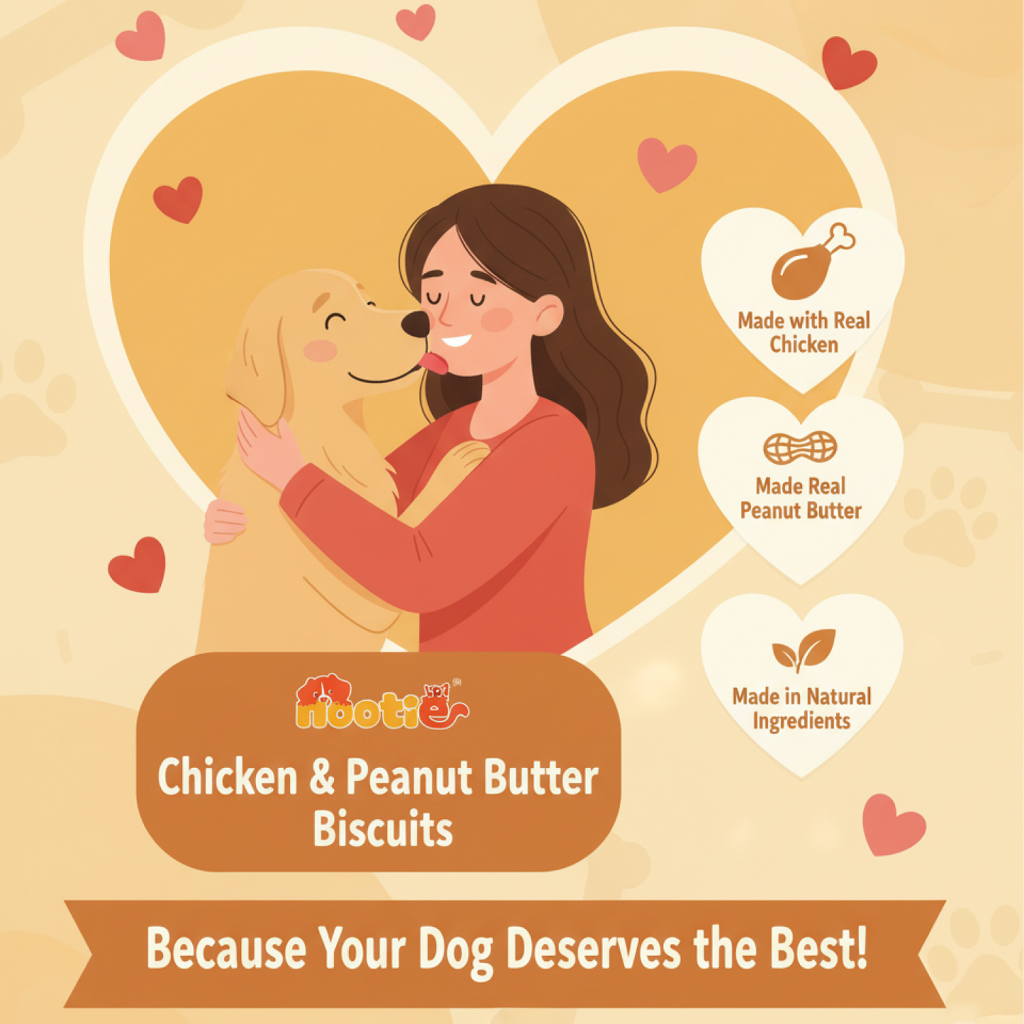 Nootie Chicken Biscuits with Peanut Butter Flavour for Adult Dogs (900g) | High-Protein, Crunchy & Energy-Rich Treats
