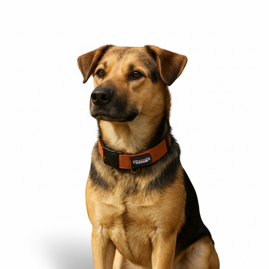 Nootie Plush Padded Collar – Black with Orange Detailing | Adjustable, Durable & Comfortable for All Breeds