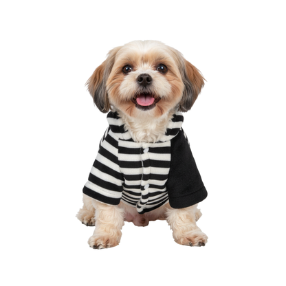 Nootie Winter Double Layer Jumpsuit with Hoodie for Dogs | Black-White | Warm, Soft & Lightweight