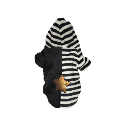 Nootie Winter Double Layer Jumpsuit with Hoodie for Dogs | Black-White | Warm, Soft & Lightweight