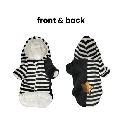 Nootie Winter Double Layer Jumpsuit with Hoodie for Dogs | Black-White | Warm, Soft & Lightweight