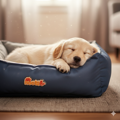 Nootie Sofa Basket Bed for Dogs & Cats – Small (22" x 17" x 6") | Velvet Interior, Mat Exterior, Washable & Scratch-Resistant (Pink)