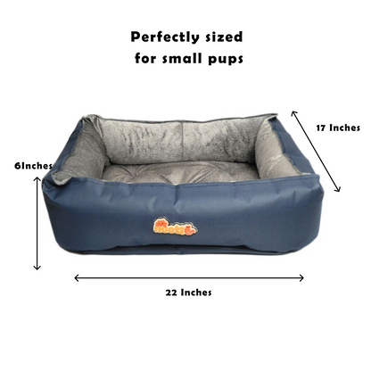 Nootie Sofa Basket Bed for Dogs & Cats – Small (22" x 17" x 6") | Velvet Interior, Mat Exterior, Washable & Scratch-Resistant (Pink)