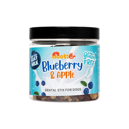 Nootie Gluten-Free Dental Stix for Dogs – Blueberry & Apple Flavour (220g) | Goat Milk Formula for Oral, Gut & Immune Health