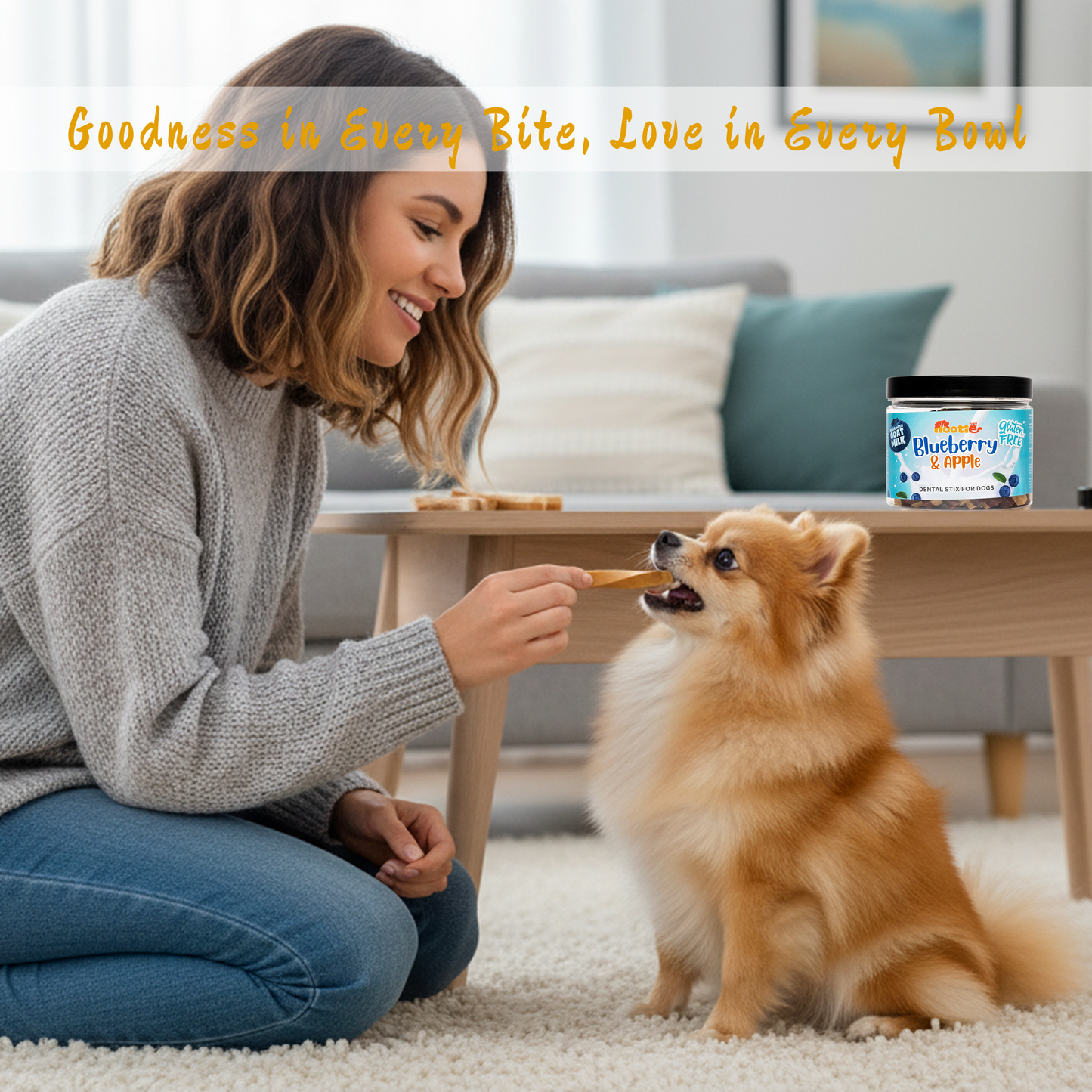 Nootie Gluten-Free Dental Stix for Dogs – Blueberry & Apple Flavour (220g) | Goat Milk Formula for Oral, Gut & Immune Health