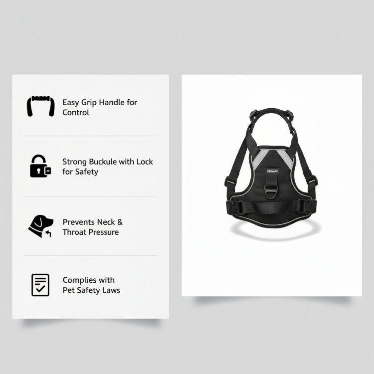 Nootie No-Pull Reflective Dog Harness | Anti-Choke Training Vest with Soft Padding and Easy-Control Handle