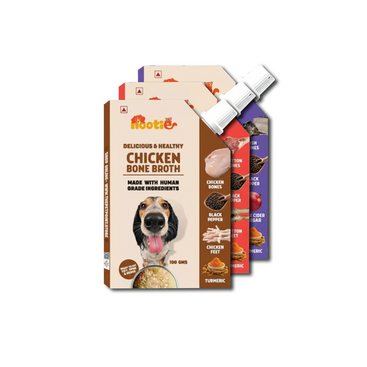 Nootie Natural Chicken, Mutton and Fish Broth for Dogs & Cats – 100ml -Nutrient-Rich, Hydrating Meal Topper (Pack of 3)