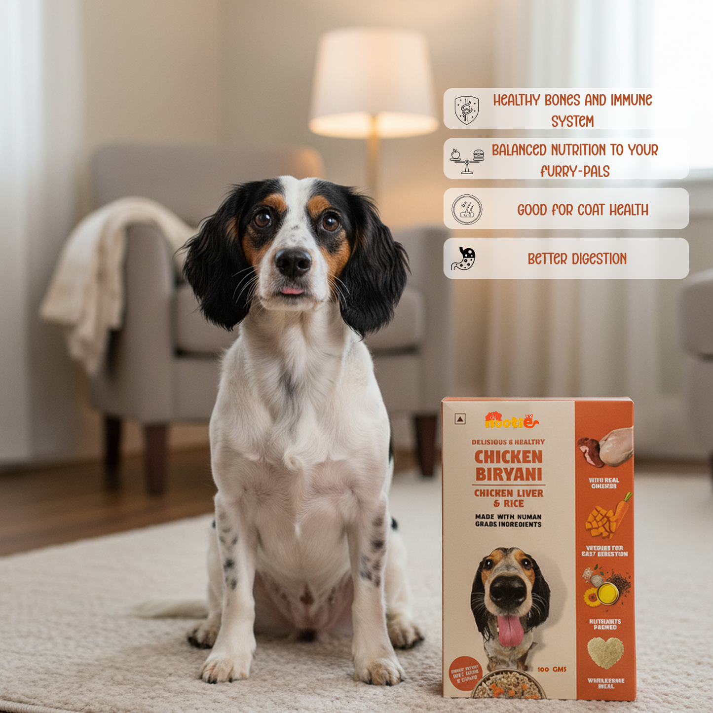 Nootie Chicken Biryani for Dogs - 100g – Human-Grade, Balanced Meal with Real Chicken & Liver (Pack of 3)