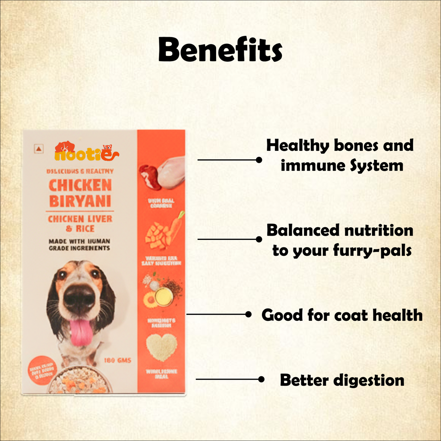 Nootie Chicken Biryani for Dogs - 100g – Human-Grade, Balanced Meal with Real Chicken & Liver (Pack of 3)