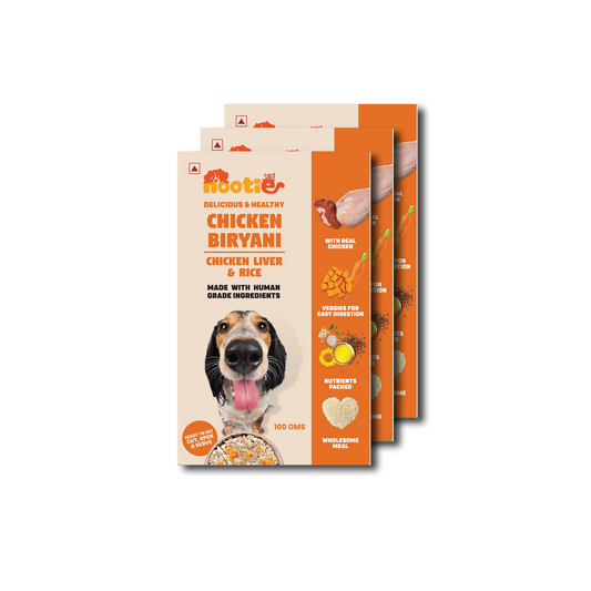 Nootie Chicken Biryani for Dogs - 100g – Human-Grade, Balanced Meal with Real Chicken & Liver (Pack of 3)