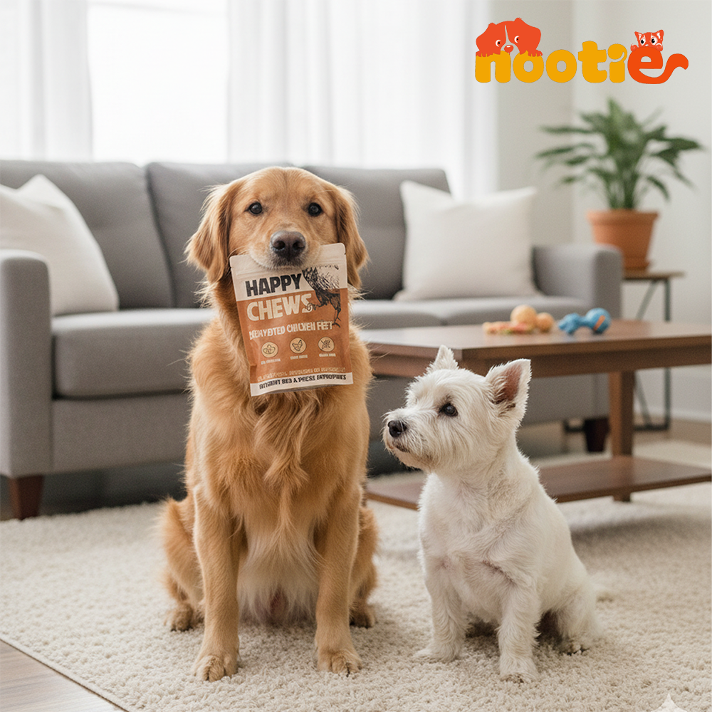 Nootie Happy Chews – Dehydrated Chicken Feet Dog Treats (80g) | Natural, Protein-Rich Chew for Joint & Dental Health