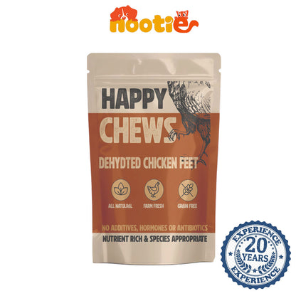 Nootie Happy Chews – Dehydrated Chicken Feet Dog Treats (80g) | Natural, Protein-Rich Chew for Joint & Dental Health
