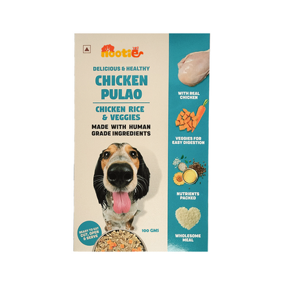 Nootie Chicken Pulao for Dogs - 100g - Human-Grade, Balanced Meal with Real Chicken, Rice & Veggies (Pack of 3)