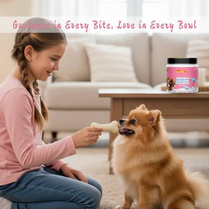 Nootie Nom Nom Calcium Milk Bone – Strawberry Flavour (220g) | Calcium-Rich, Fiber & Collagen Treat for Strong Bones & Teeth