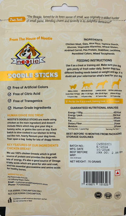 Nootie Doodle Sticks – Real Chicken & Carrot Dog Treats (70g) | Healthy, Collagen-Rich, Gluten-Free Snack for All Breeds
