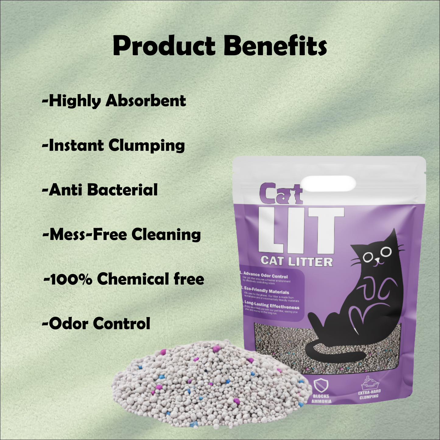 Nootie Premium Cat Litter (Non-Scented) | 100% Natural Bentonite, 99% Dust-Free & Super Absorbent Clumping Litter for Cats – 5 kg