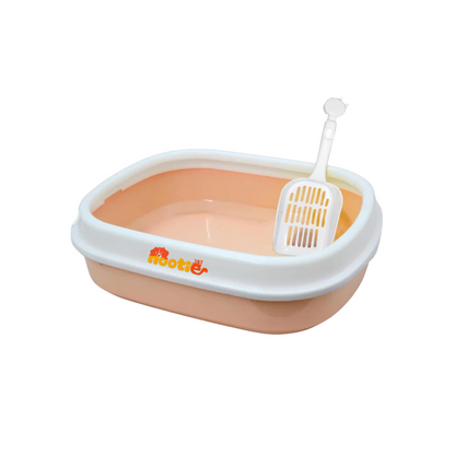 Nootie Cat Litter Box Tray with Free Scooper | Semi-Closed Hygienic Design for Kittens & Adult Cats