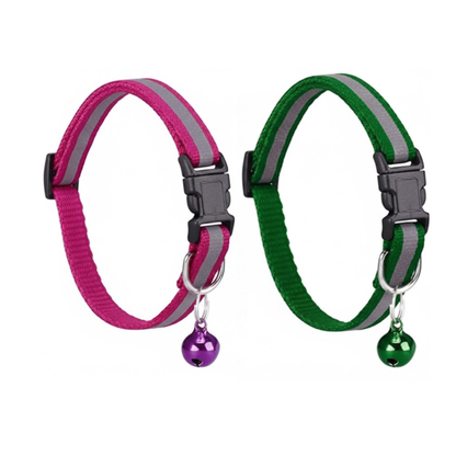 Nootie Reflective Cat Collar Pack of 2 | Adjustable Safety Collar with Bell, High-Visibility Reflective Strip for Kittens & Cats (20–30 cm)