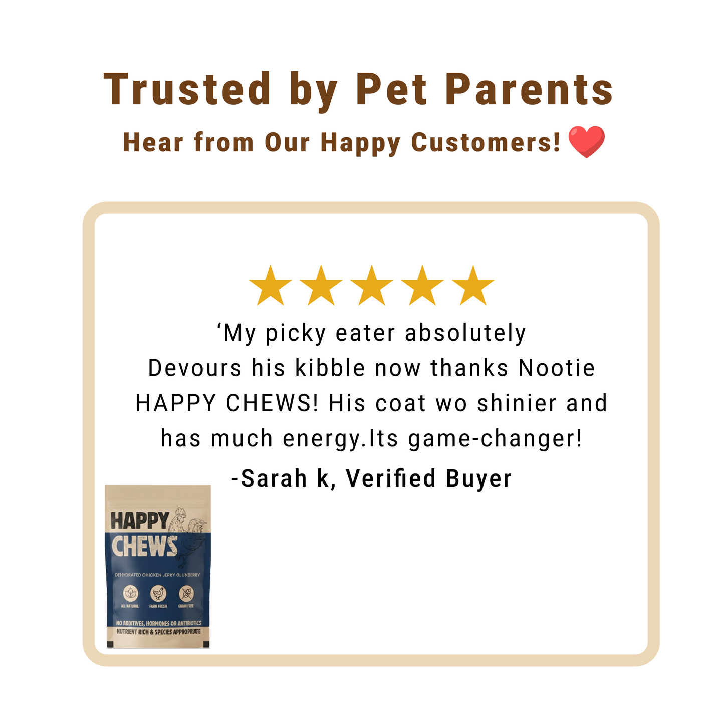 Nootie Happy Chews – Dehydrated Chicken Jerky Blueberry Dog Treats (80g) | All-Natural, Grain-Free Protein Snack