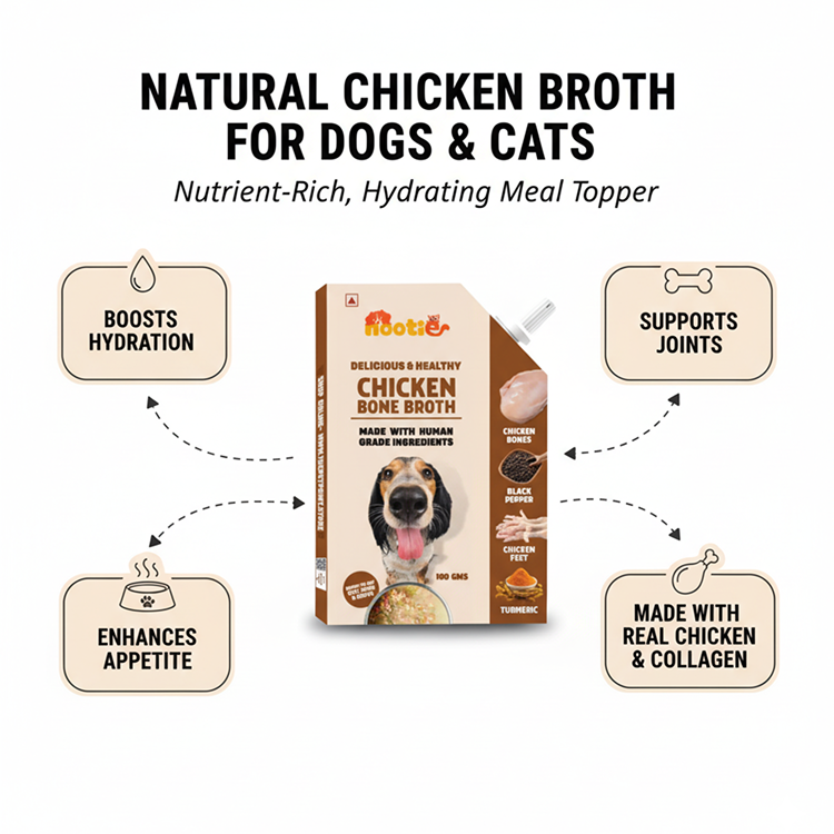 Nootie Natural Chicken, Mutton and Fish Broth for Dogs & Cats – 100ml -Nutrient-Rich, Hydrating Meal Topper (Pack of 3)
