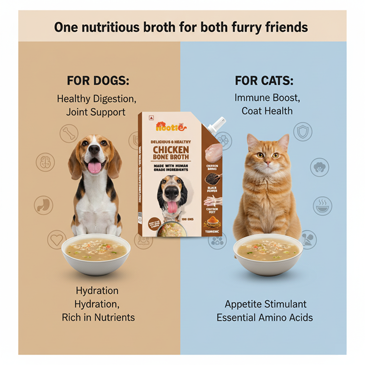 Nootie Natural Chicken, Mutton and Fish Broth for Dogs & Cats – 100ml -Nutrient-Rich, Hydrating Meal Topper (Pack of 3)