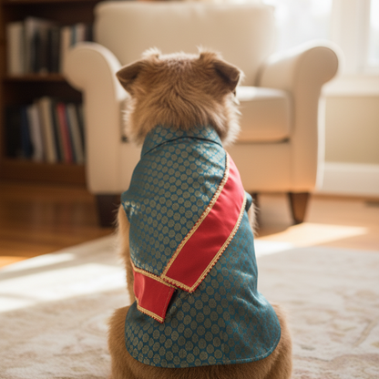 Nootie Festive Sherwani with Chunni for Pets – Blue | Stylish Outfit for Weddings & Festivals