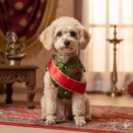 Nootie Festive Sherwani with Chunni for Pets - Green