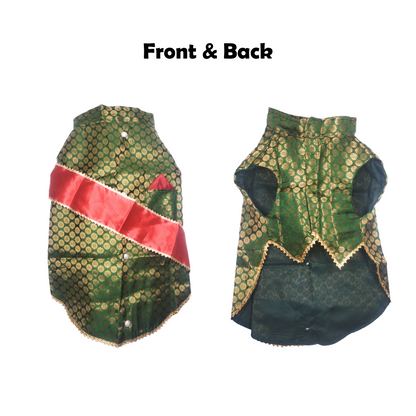 Nootie Festive Sherwani with Chunni for Pets – Green | Stylish Outfit for Weddings & Festivals