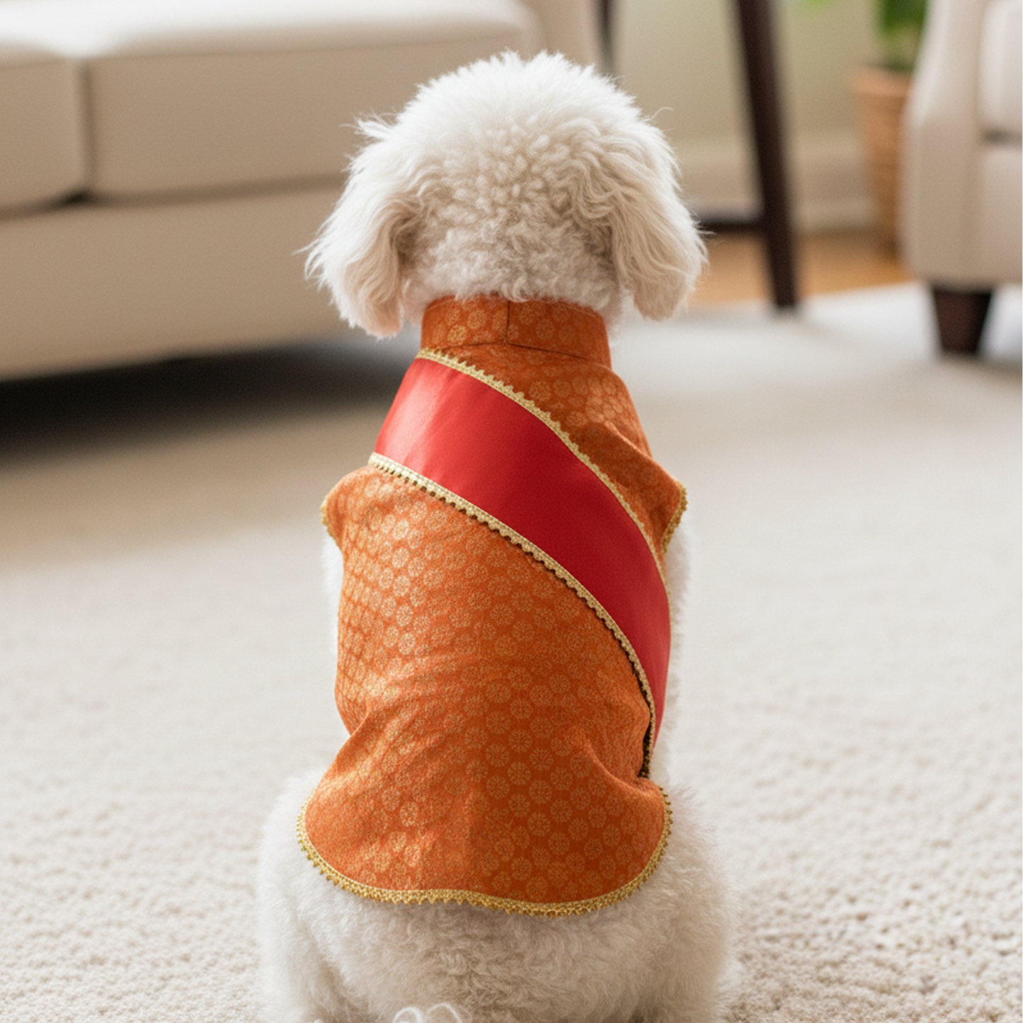 Nootie Festive Sherwani with Chunni for Pets – Orange | Stylish Outfit for Weddings & Festivals