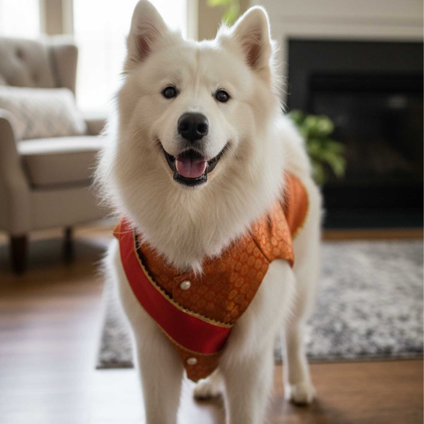 Nootie Festive Sherwani with Chunni for Pets – Orange | Stylish Outfit for Weddings & Festivals