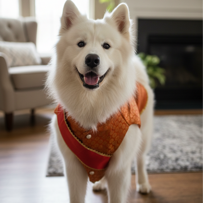 Nootie Festive Sherwani with Chunni for Pets – Orange | Stylish Outfit for Weddings & Festivals
